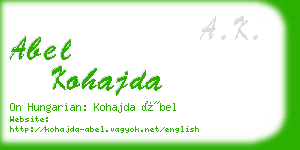 abel kohajda business card